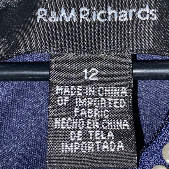 R & M Richard’s  Wo Size 12 FORMAL EVENING DRESS MOTHER OF BRIDE DRESS NAVY EUC - Picture 3 of 16